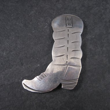 Vintage Southwestern Sterling Cowboy Boot Brooch