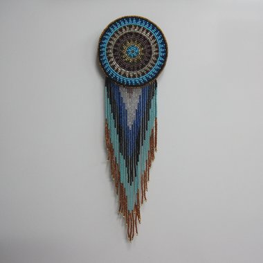 Huge Southwestern 13" Beaded Rosette Hair Clip Barrette Regalia