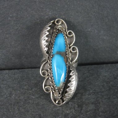 Large Vintage Navajo Turquoise Ring Size 8