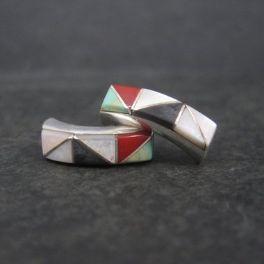 Vintage Southwestern Sterling Inlay Earrings