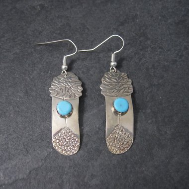 Vintage Navajo Sterling Turquoise Feather Earrings