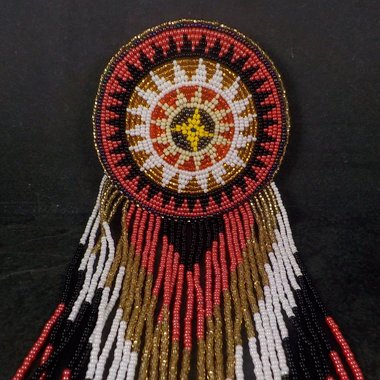 Huge Southwestern 13" Beaded Rosette Hair Clip Barrette Regalia