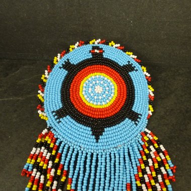 Beaded Turtle Hair Clip Barrette Regalia 7" Vintage Native Pow Wow