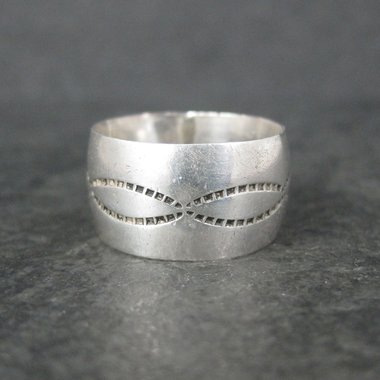 Wide Southwestern Sterling Band Ring Size 6