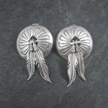 Vintage Southwestern Sterling Feather Earrings