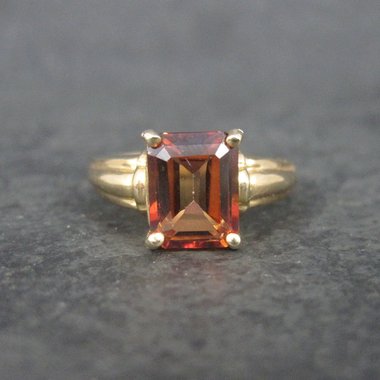 Vintage 10K Red Orange Topaz Ring Size 6