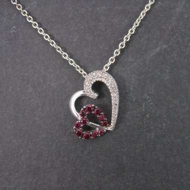 10K Pink Sapphire Diamond Heart Pendant