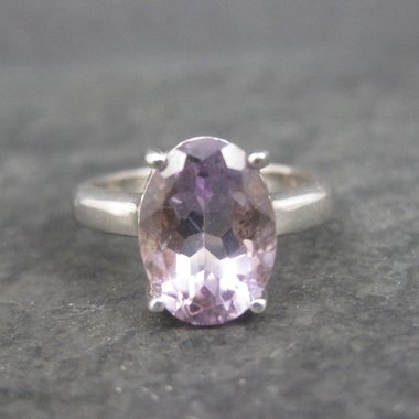 Vintage Sterling Amethyst Solitaire Ring Size 6.25