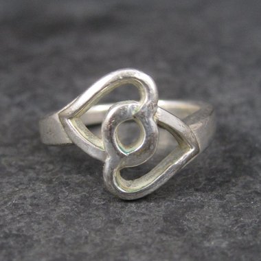 Vintage Sterling Intertwined Heart Ring Size 6.5