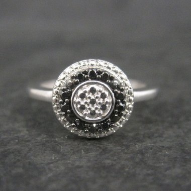 Vintage Sterling Black Cz Halo Ring Size 7