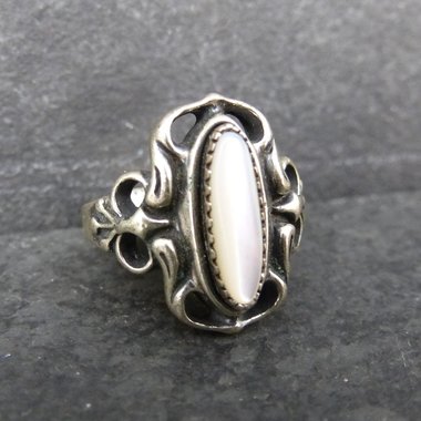 Vintage Sterling Mother of Pearl Ring New Old Stock