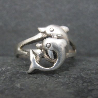 Vintage Sterling Dolphin Ring Size 6