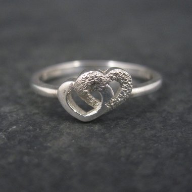 Dainty Italian Sterling Heart Ring New Old Stock Sizes 6 and 8