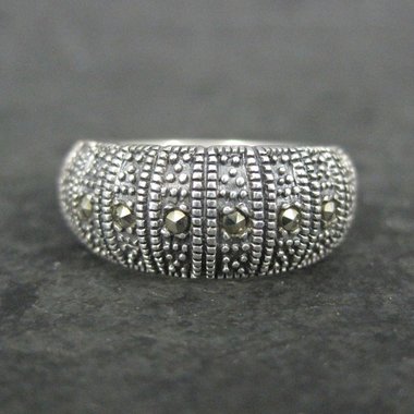 Sterling Silver Marcasite Band Ring Size 5.5 Vintage Estate