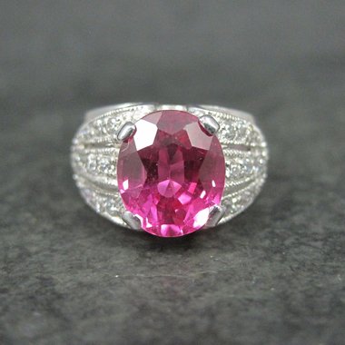 Estate Sterling Pink Sapphire Ring Size 6.5