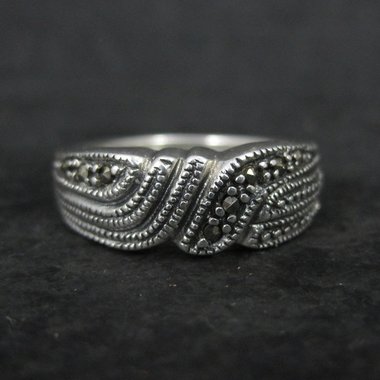 Vintage Sterling Silver Marcasite Ring Size 8