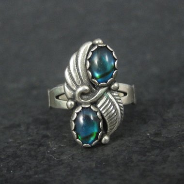 Southwestern Sterling Paua Sell Feather Ring NOS Multiple Sizes Available