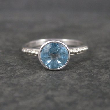 Simple Sterling Topaz Solitaire Ring Size 9 Clyde Duneier