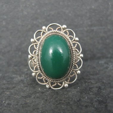 Mexican Sterling Green Onyx Ring Size 6.5