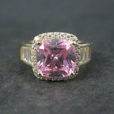 Vintage 90s Vermeil Sterling Pink Cz Ring Size 8