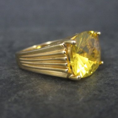 Vintage Vermeil Sterling Yellow Cubic Zirconia Ring Size 6