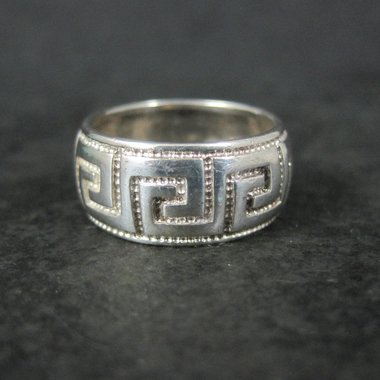 Italian Sterling Greek Key Band Ring Size 6