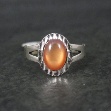 Southwestern Sterling Orange Moon Glow Ring Sizes 4 and 6