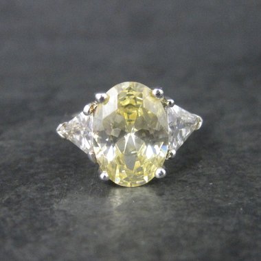 Estate Sterling Yellow Cz Cocktail Ring Size 8