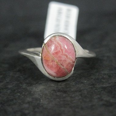 Dainty Estate Sterling Rhodochrosite Ring Size 9