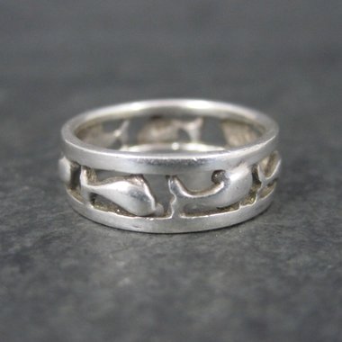 Vintage Sterling Dolphin Ring Size 8