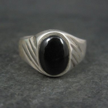 Mens Vintage Sterling Onyx Ring New Old Stock