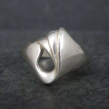 Vintage Modernist Sterling Tulip Ring Size 10