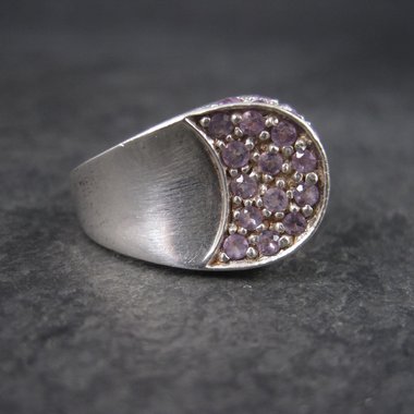 Vintage Sterling Amethyst Crescent Moon Ring Size 6