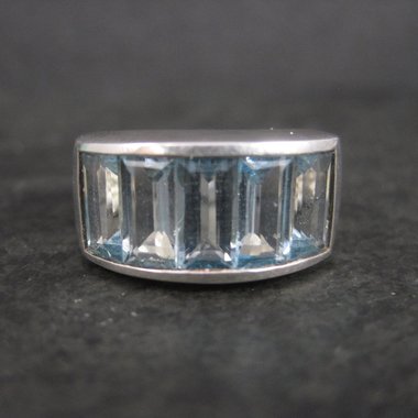 Sterling 5 Carat Blue Topaz Ring Size 7