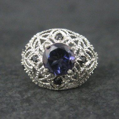 Sterling Purple Spinel Black Tourmaline Ring Size 6