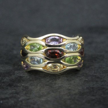 Vintage Vermeil Sterling Gemstone Ring Size 8