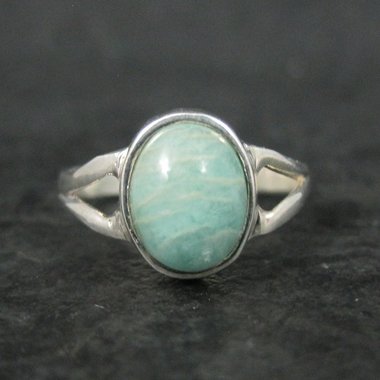 Simple Sterling Amazonite Ring Size 6