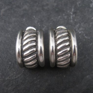 Vintage Sterling Wide Half Hoop Earrings