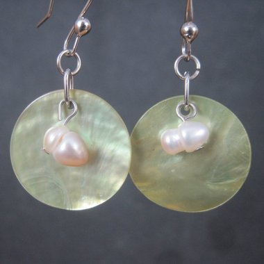 Sterling Green Mother of Pearl Earrings