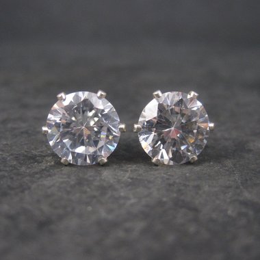 April Birthstone Cz Sterling Stud Earrings 8 mm