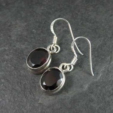 Estate Sterling Garnet Earrings