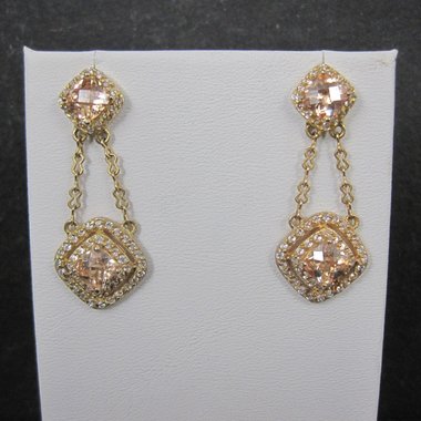 Vermeil Sterling Champagne Cz Earrings