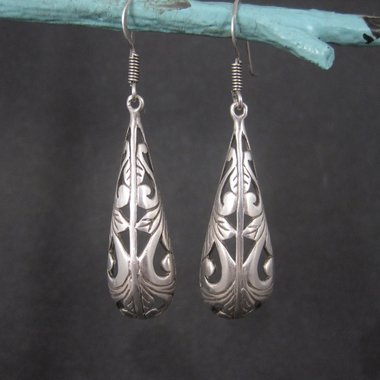 Long Sterling Filigree Earrings