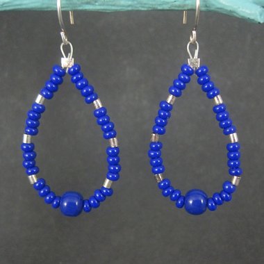 Sterling Blue Bead Dangle Earrings