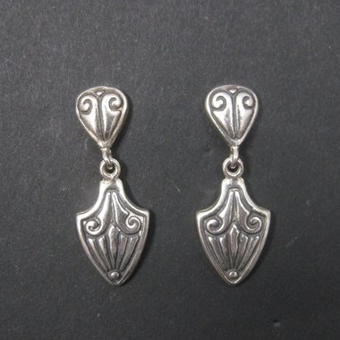 Sterling Silver Art Deco Style Earrings NOS 1990s