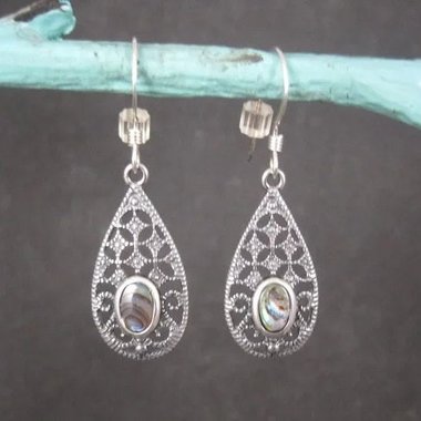 Filigree Sterling Abalone Earrings