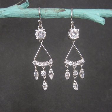 Vintage 2000s Sterling Cubic Zirconia Wedding Earrings