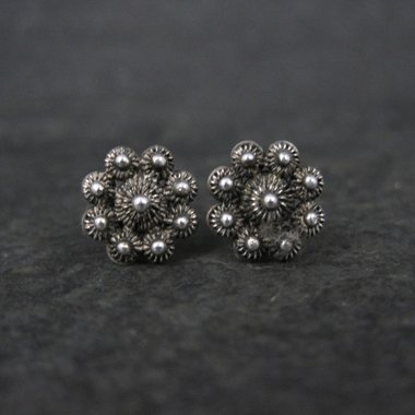 Vintage Sterling Etruscan Stud Earrings 10mm
