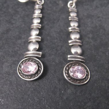 Long Sterling Pink Topaz Earrings