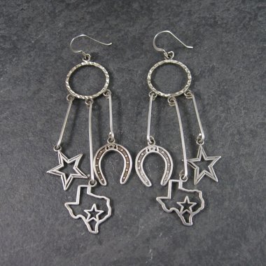 Vintage Sterling Texan Cowgirl Earrings